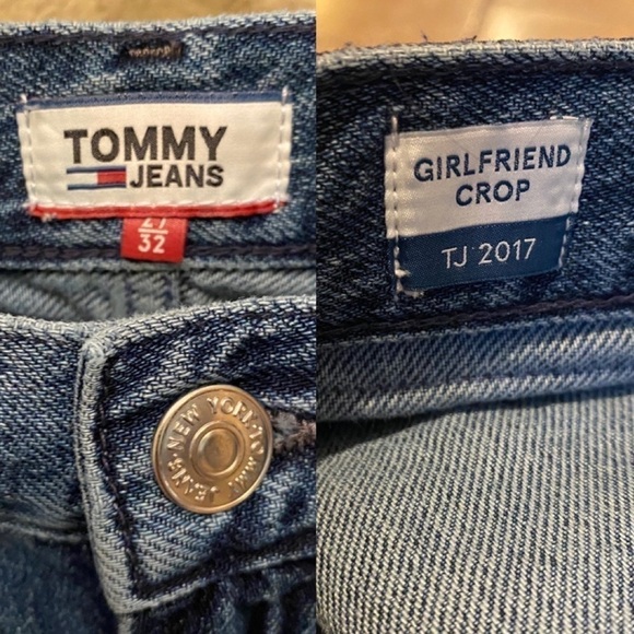 TOMMY HILFIGER Blue Girlfriend Crop Distressed Ripped Jeans Size 27 - Picture 12 of 12